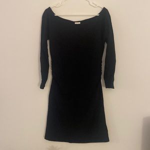 Reiss black off the shoulder rouched sides dress